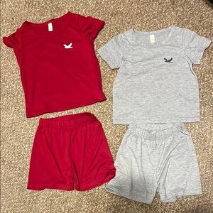Kids 2-Piece Short Pajama Set - Red & Gray
